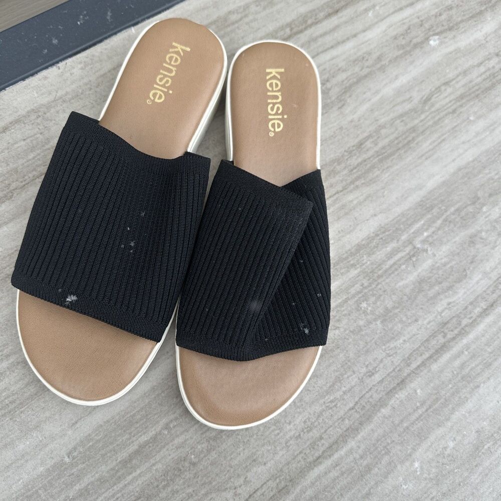 Kensie Ellie KS251610 Women's Size 8 Knit Slip On Sandals Black New - Picture 5 of 5